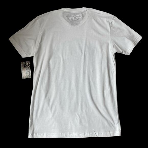 Rush Couture Rhinestone Skull Men Tee Bling T-shirt Size M White Grunge Goth USA - Picture 4 of 8